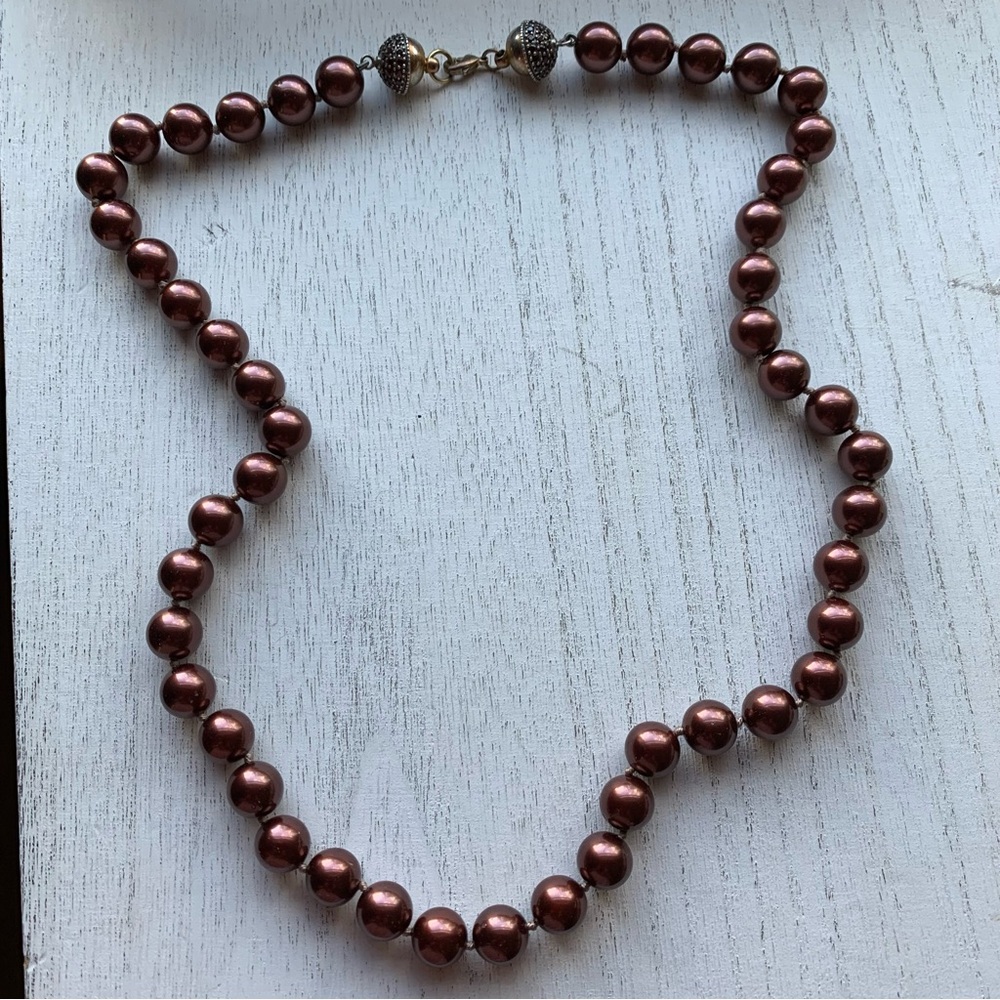 Magnetic Clasp Bronze Bead Necklace